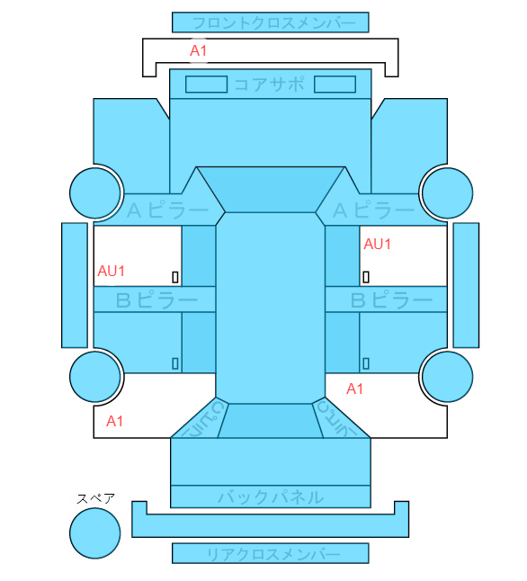 Body condition diagram (damage marks, Japanese labels)