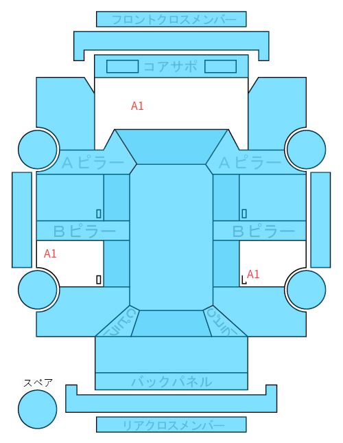Body condition diagram (damage marks, Japanese labels)