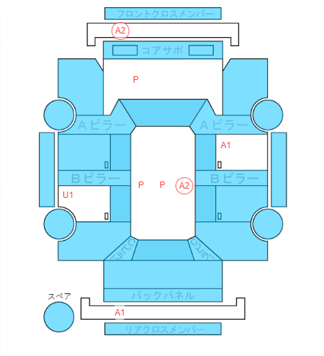 Body condition diagram (damage marks, Japanese labels)
