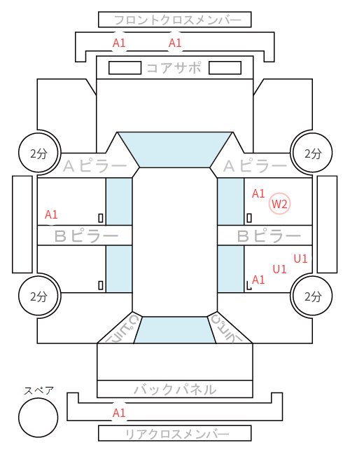 Body condition diagram (damage marks, Japanese labels)