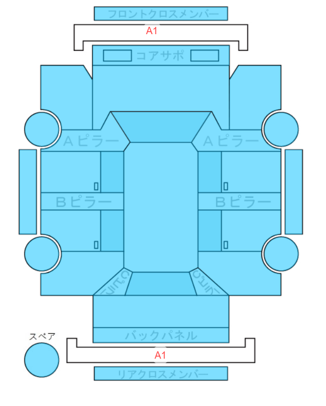 Body condition diagram (damage marks, Japanese labels)