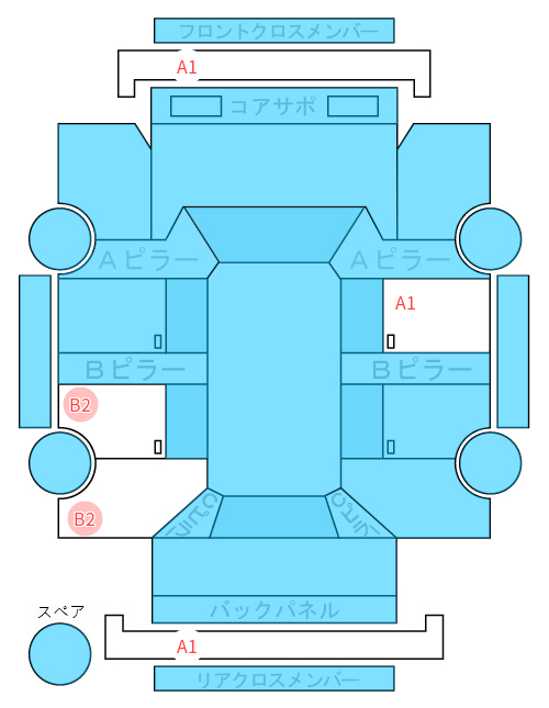 Body condition diagram (damage marks, Japanese labels)