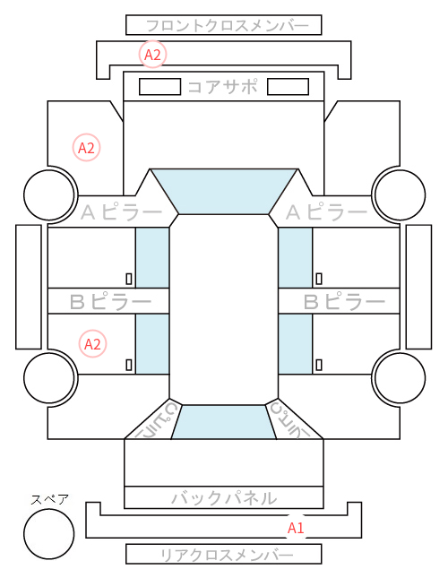 Body condition diagram (damage marks, Japanese labels)