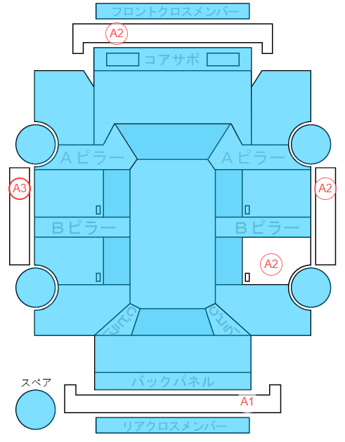 Body condition diagram (damage marks, Japanese labels)