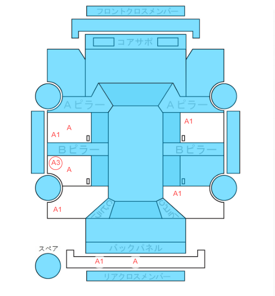 Body condition diagram (damage marks, Japanese labels)