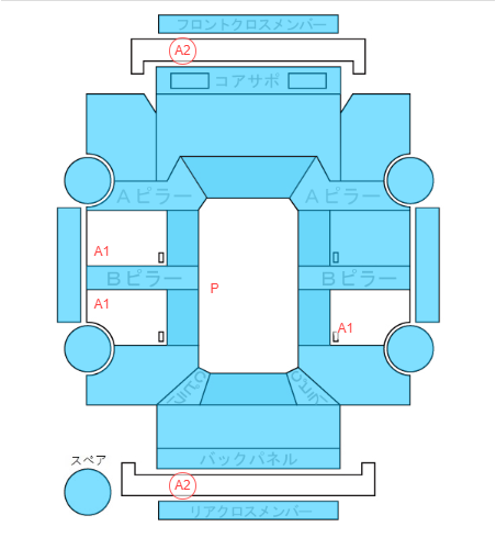 Body condition diagram (damage marks, Japanese labels)