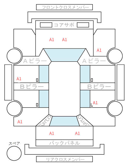Body condition diagram (damage marks, Japanese labels)
