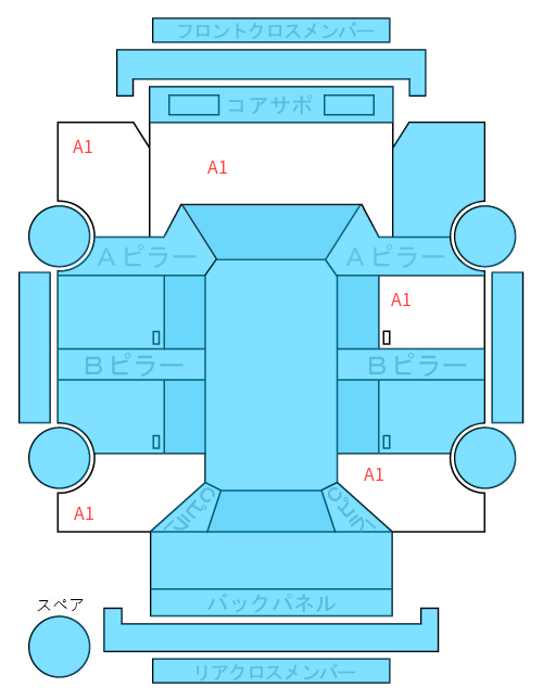 Body condition diagram (damage marks, Japanese labels)