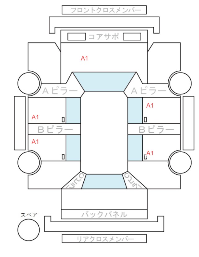 Body condition diagram (damage marks, Japanese labels)