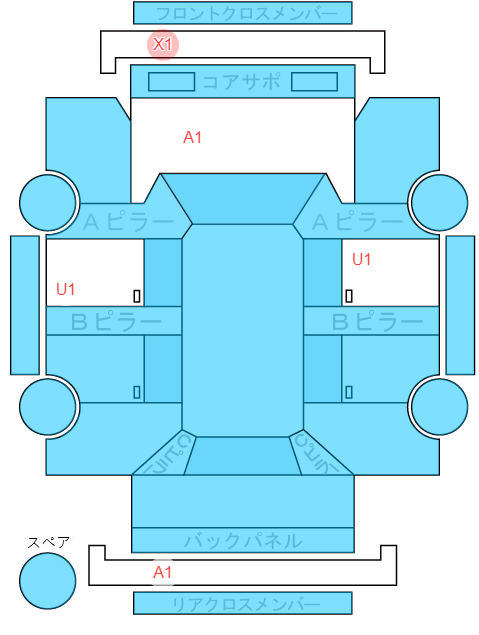 Body condition diagram (damage marks, Japanese labels)