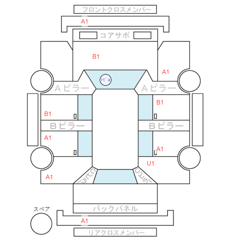 Body condition diagram (damage marks, Japanese labels)