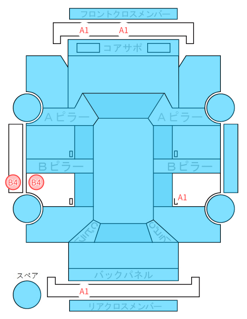 Body condition diagram (damage marks, Japanese labels)