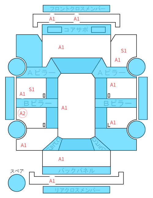 Body condition diagram (damage marks, Japanese labels)