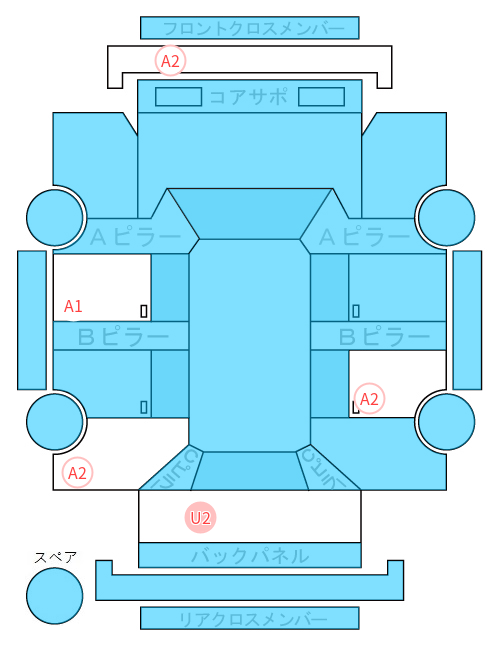 Body condition diagram (damage marks, Japanese labels)