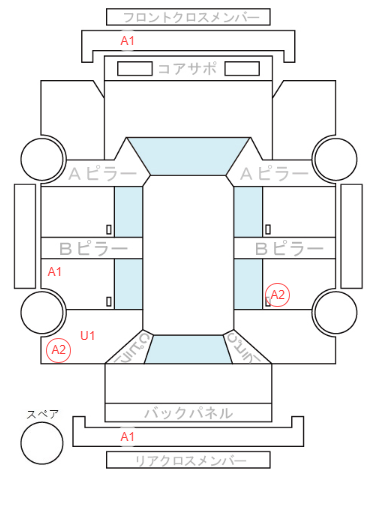 Body condition diagram (damage marks, Japanese labels)