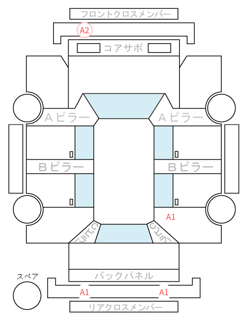 Body condition diagram (damage marks, Japanese labels)