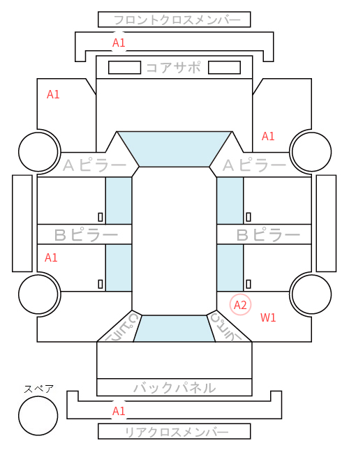 Body condition diagram (damage marks, Japanese labels)