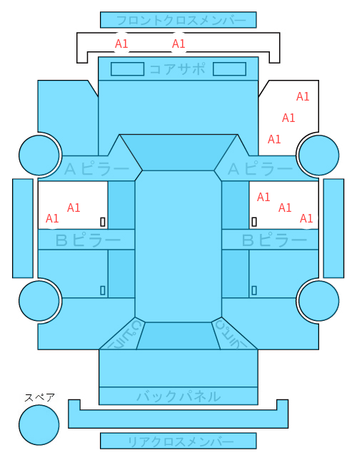 Body condition diagram (damage marks, Japanese labels)