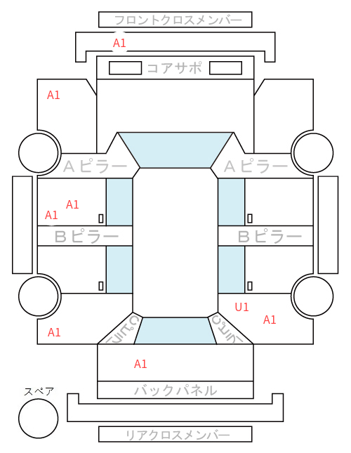 Body condition diagram (damage marks, Japanese labels)