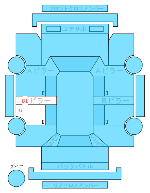 Body condition diagram (damage marks, Japanese labels)