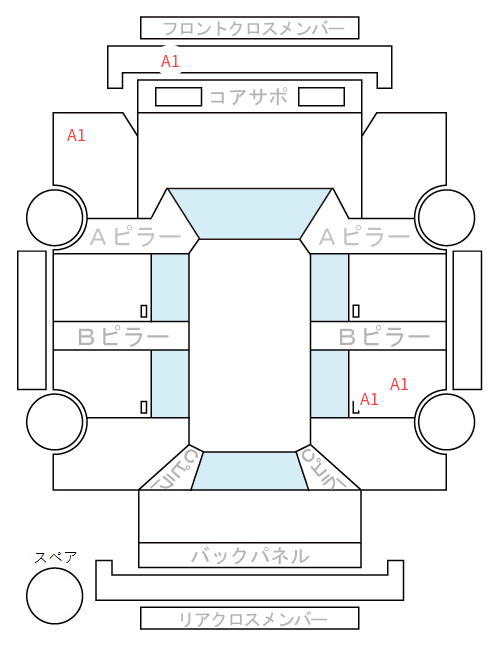 Body condition diagram (damage marks, Japanese labels)