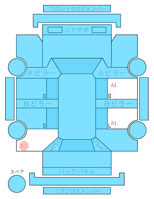 Body condition diagram (damage marks, Japanese labels)