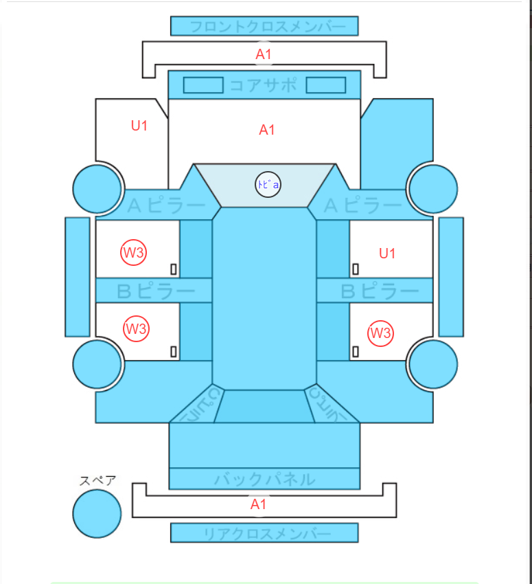 Body condition diagram (damage marks, Japanese labels)