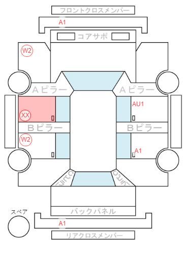 Body condition diagram (damage marks, Japanese labels)