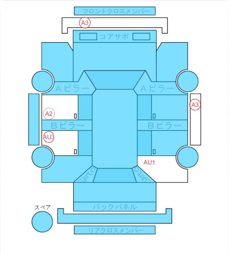 Body condition diagram (damage marks, Japanese labels)