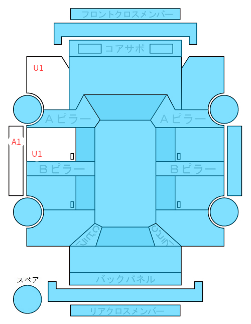 Body condition diagram (damage marks, Japanese labels)