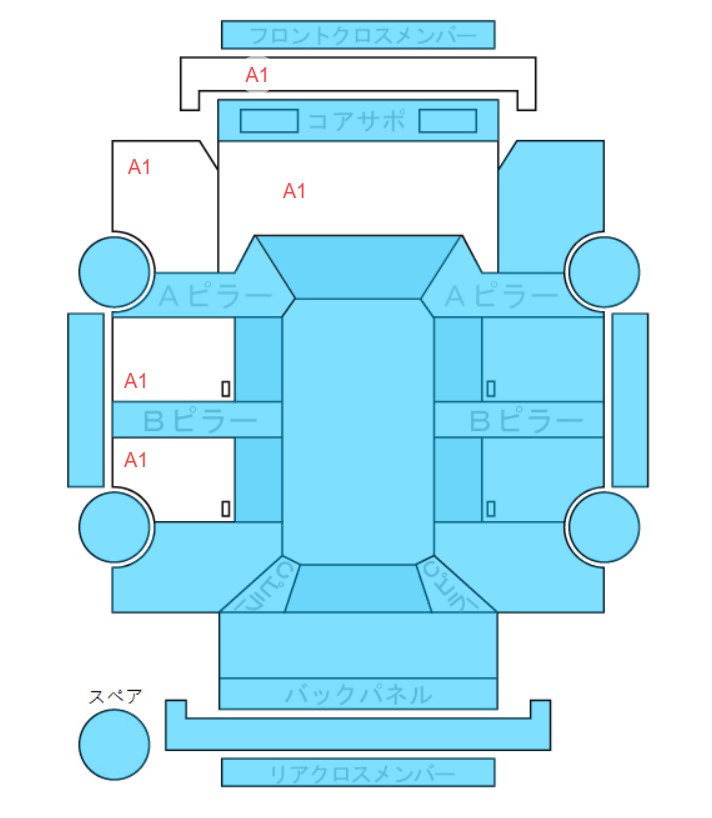 Body condition diagram (damage marks, Japanese labels)