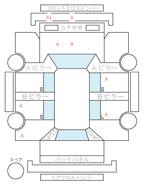 Body condition diagram (damage marks, Japanese labels)