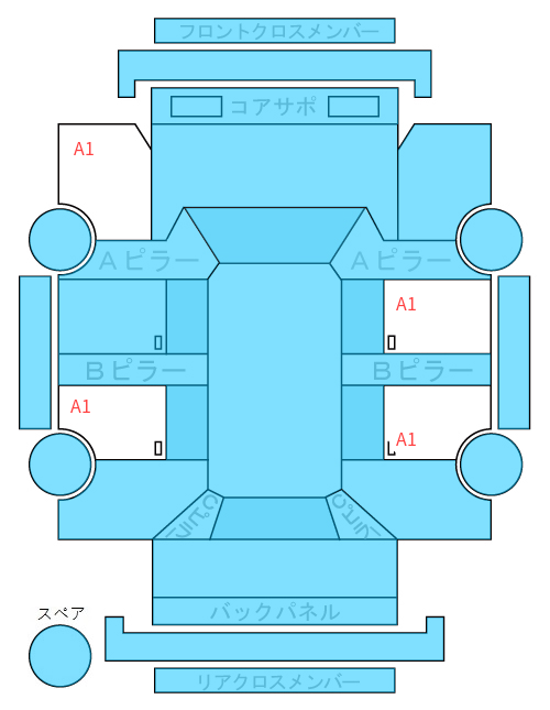 Body condition diagram (damage marks, Japanese labels)
