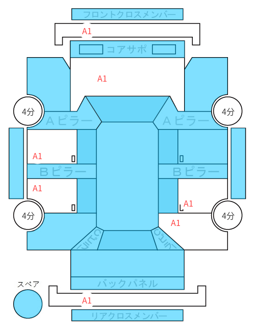 Body condition diagram (damage marks, Japanese labels)