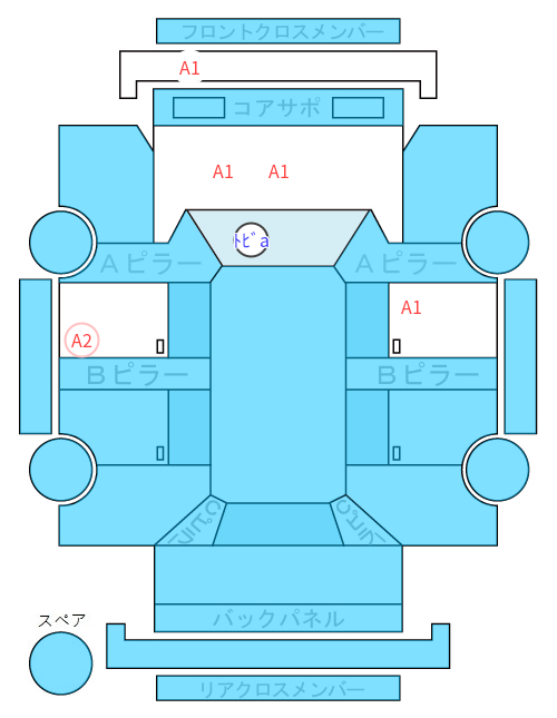 Body condition diagram (damage marks, Japanese labels)