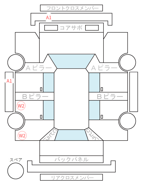 Body condition diagram (damage marks, Japanese labels)