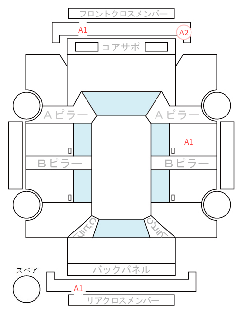 Body condition diagram (damage marks, Japanese labels)