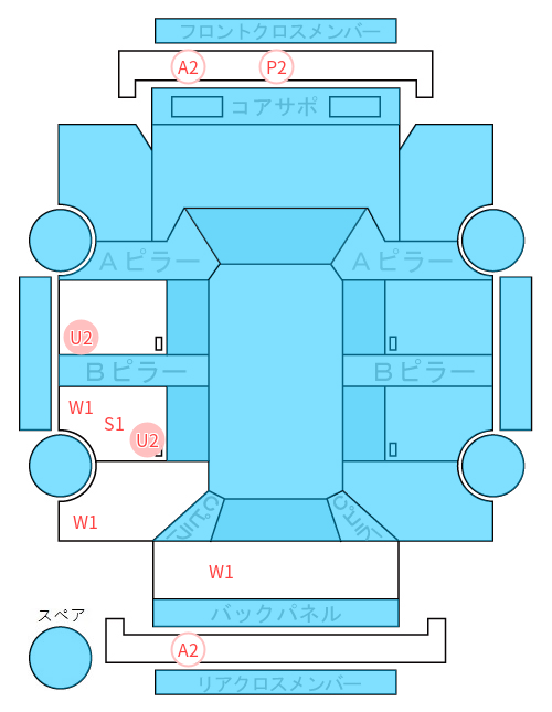 Body condition diagram (damage marks, Japanese labels)