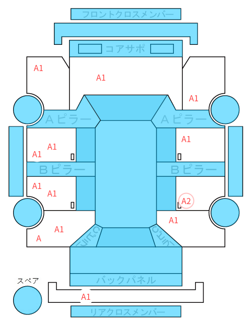 Body condition diagram (damage marks, Japanese labels)