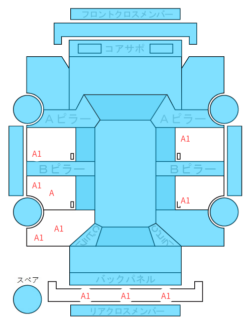 Body condition diagram (damage marks, Japanese labels)
