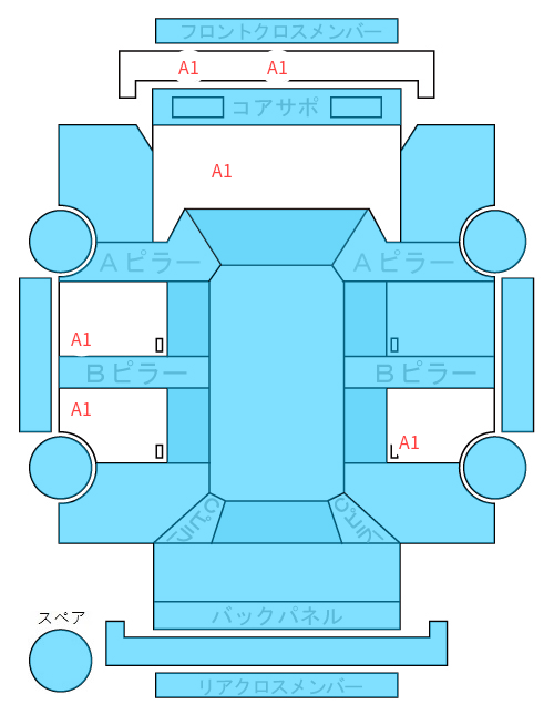 Body condition diagram (damage marks, Japanese labels)