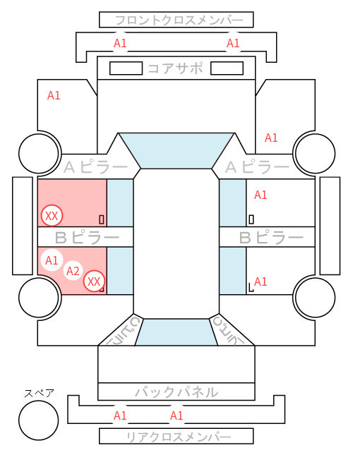 Body condition diagram (damage marks, Japanese labels)
