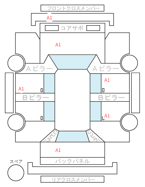 Body condition diagram (damage marks, Japanese labels)
