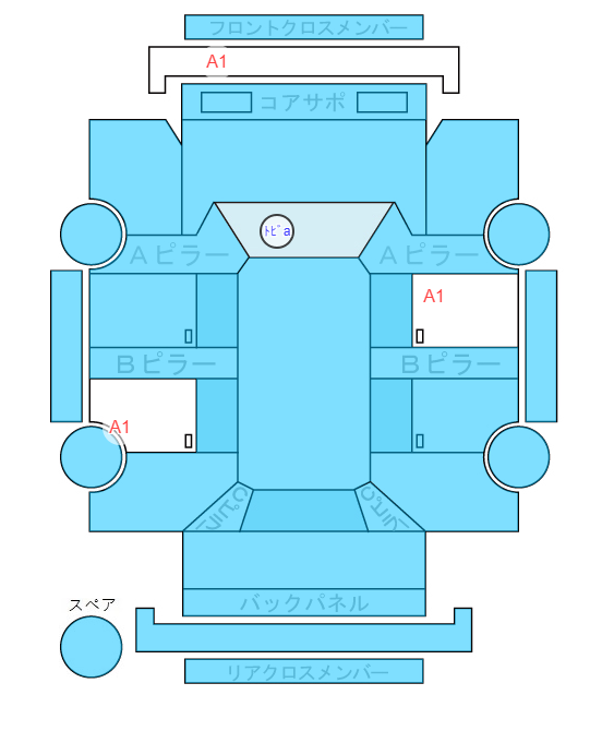 Body condition diagram (damage marks, Japanese labels)