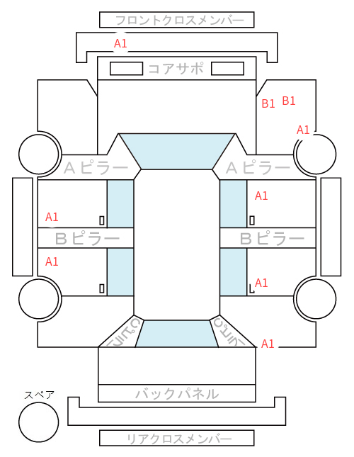 Body condition diagram (damage marks, Japanese labels)