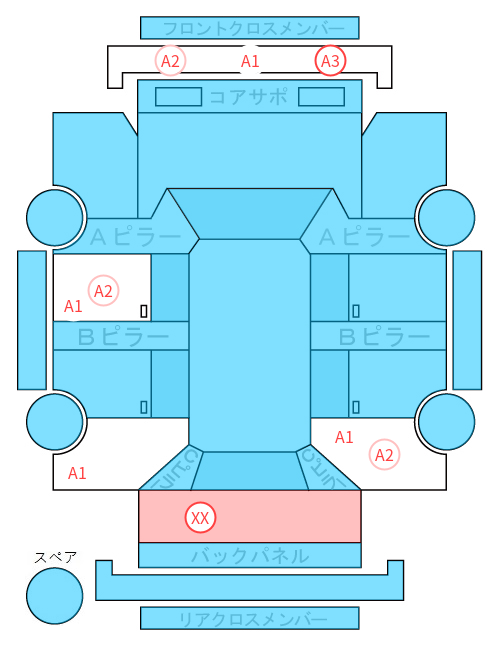 Body condition diagram (damage marks, Japanese labels)