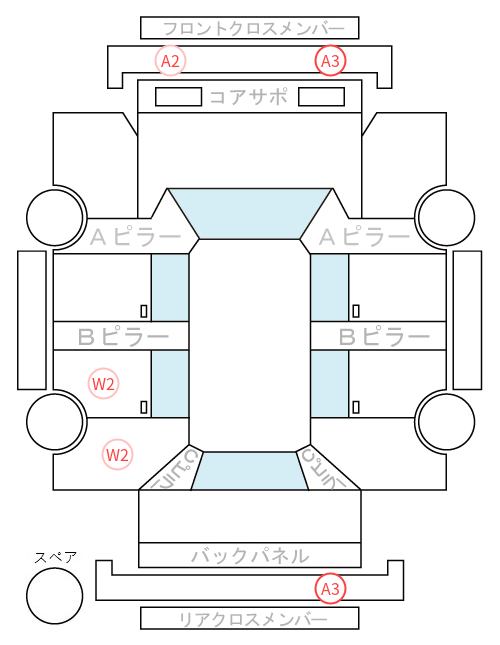 Body condition diagram (damage marks, Japanese labels)