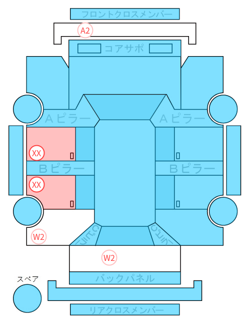 Body condition diagram (damage marks, Japanese labels)