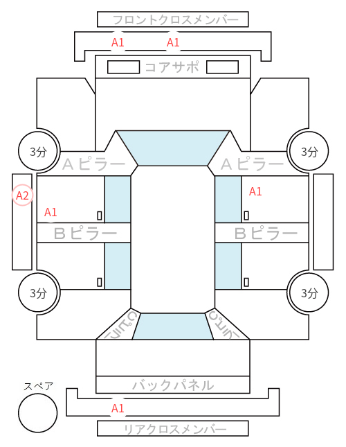 Body condition diagram (damage marks, Japanese labels)