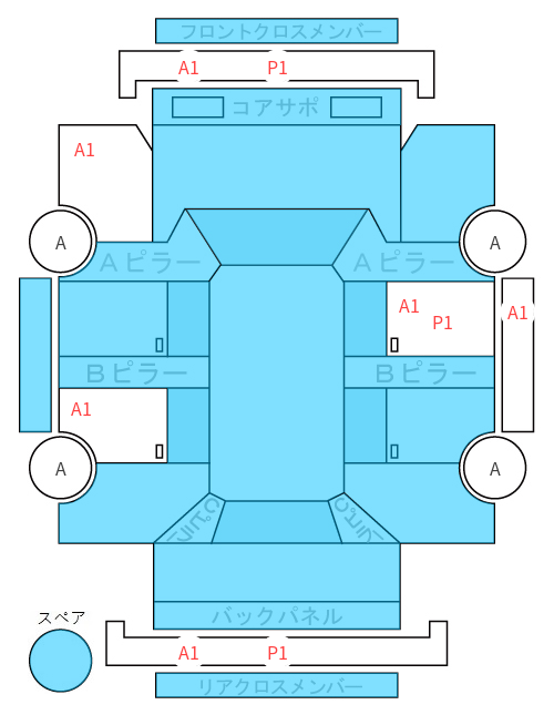 Body condition diagram (damage marks, Japanese labels)
